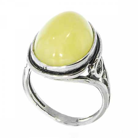 Inel din argint antichizat cu chihlimbar baltic natural galben mat [3]