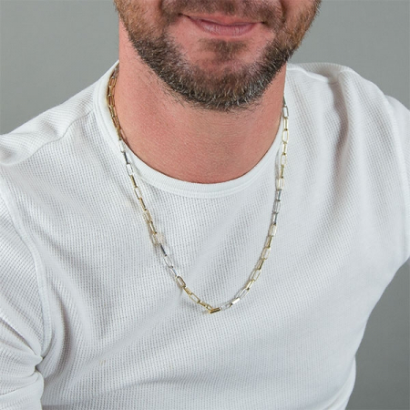 Lanț Argint Bărbătesc Două Culori [1]