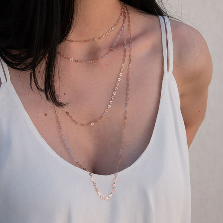 Lant cu banuti dantelati din argint placat cu aur rose [2]