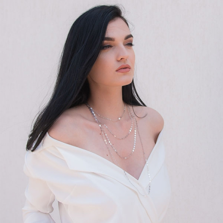 Lant cu banuti dantelati din argint rodiat [5]