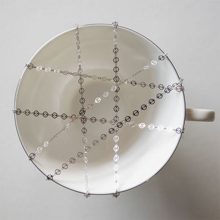 Lant cu banuti dantelati din argint rodiat [4]