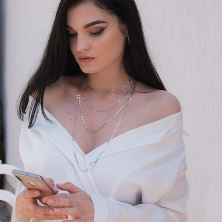 Lant cu banuti dantelati din argint rodiat [3]