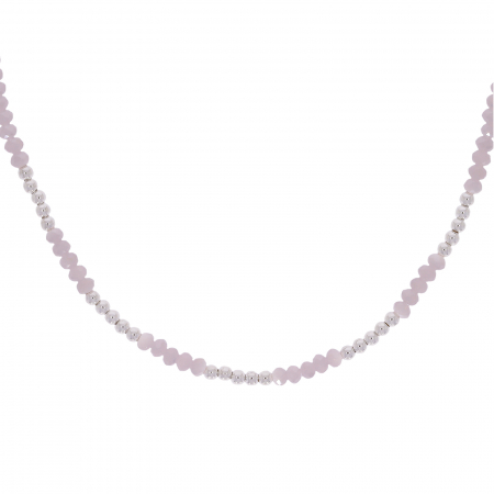 Lant din argint cu cristale roz si margele din argint [1]