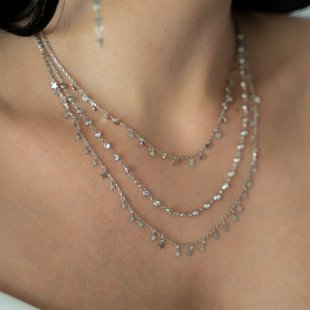 Colier triplu cu stelute, banuti si cristale de zirconiu [0]