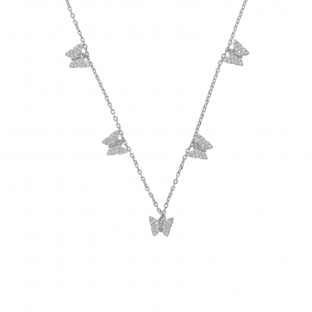 Lant din argint cu pandantive in forma de fluture cu zirconii [1]