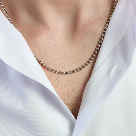 Lant argint cu bile mici pentru barbat [2]