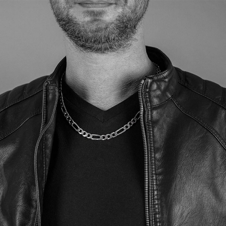 Lanț lung din argint rodiat 925 model figaro zale mari [2]