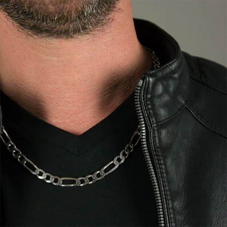 Lanț lung din argint rodiat 925 model figaro zale mari [1]