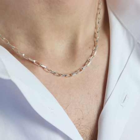 Lant argint cu zale impletite pentru barbati [0]