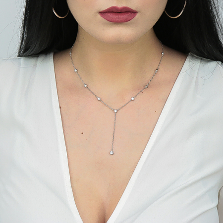 Lantisor argint rodiat lung cu cristale [1]