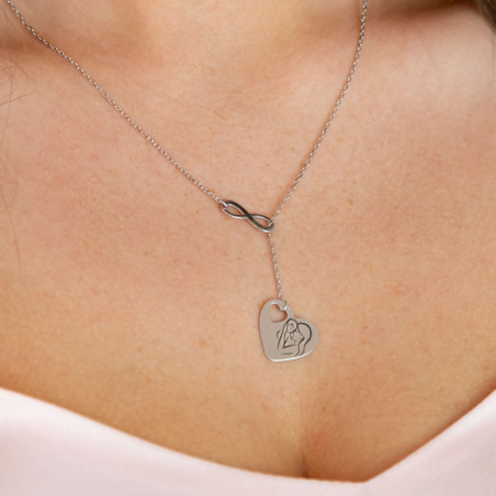 Lănțișor din argint cu inimă și simbolul infinit personalizat [1]