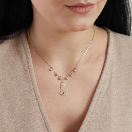 Lănțișor din argint personalizat cu medalion siluetă de pisică [3]