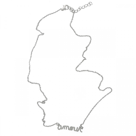 Lănțișor din argint rodiat cu text amour [2]