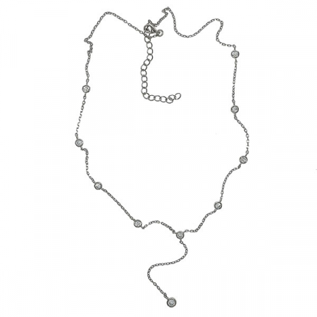 Lantisor argint rodiat lung cu cristale [3]