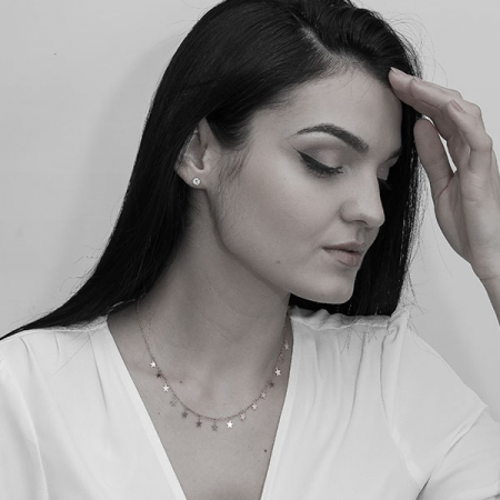 Lănțișor finuț din argint rodiat cu steluțe [2]