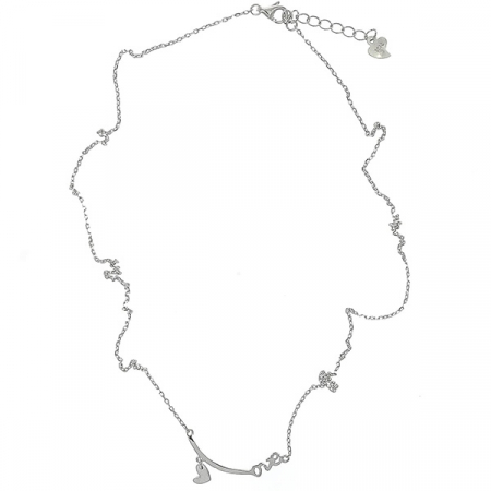 Colier argint rodiat cu medalion inimioara si text love [2]