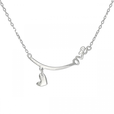 Colier argint rodiat cu medalion inimioara si text love [0]