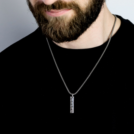 Pandantiv argint barbatesc in forma dreptunghiulara cu  gravura adâncită [0]