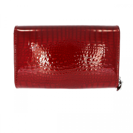 Portofel din piele naturală lăcuită croco, roșie [2]