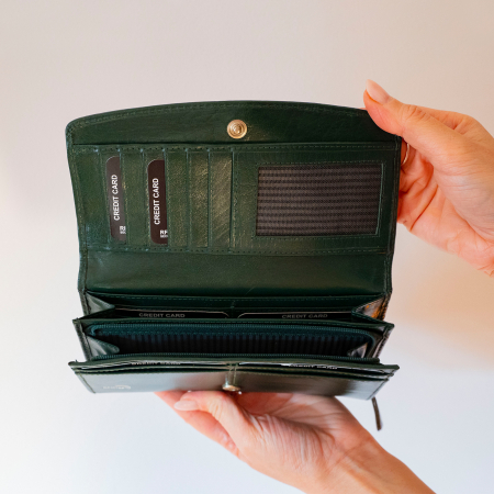 Portofel damă din piele naturală verde închis [4]