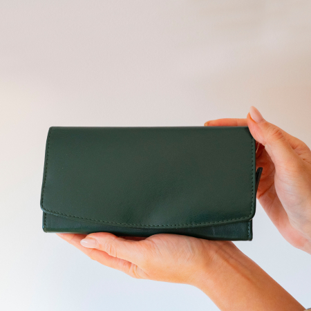 Portofel damă din piele naturală verde închis [2]