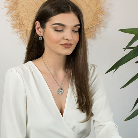 Set cercei și pandantiv din argint antichizat lucrat manual [1]