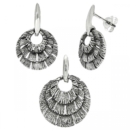 Set cercei și pandantiv din argint antichizat lucrat manual [0]