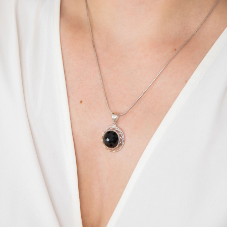 Set din argint cu piatră de onix fațetată [3]