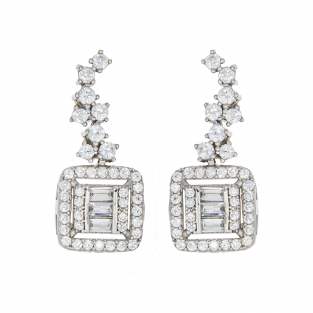 Set elegant din argint cu cercei si colier decorat cu zirconii [2]