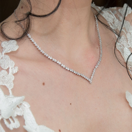 Set elegant din argint cu colier și cercei cu cristale de zirconiu [1]