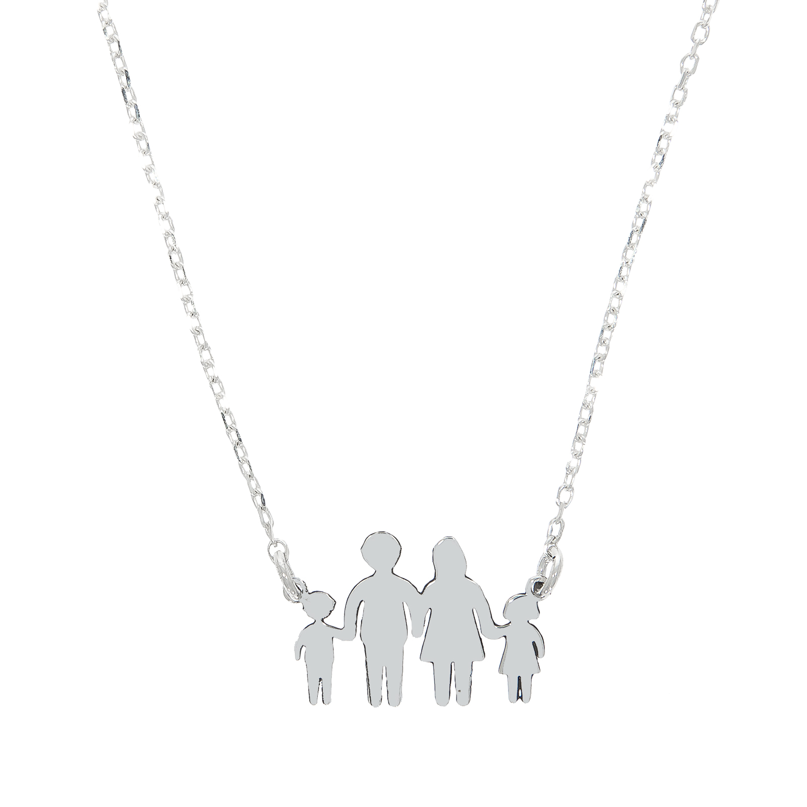 spiritual Drought Afford Lănțișor din argint cu medalion personalizat cu parinti și doi copii