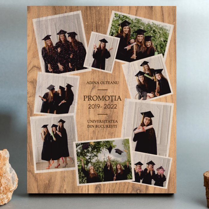 Cadou personalizat Placheta din lemn absolvire cu 9 poze [1]