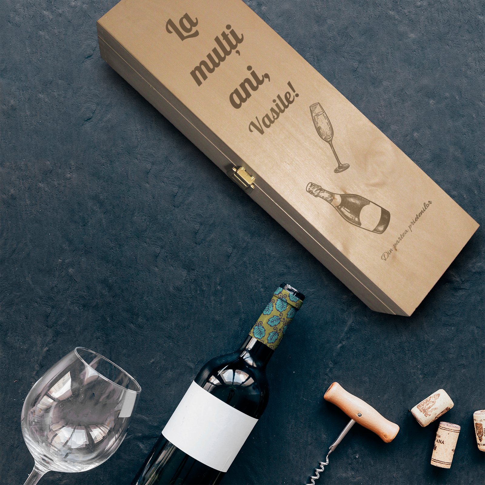 Inspection shelf Mottle Cutie de vin personalizata-Cadou Sf.Vasile,pret 70,00 - JESS PRINT