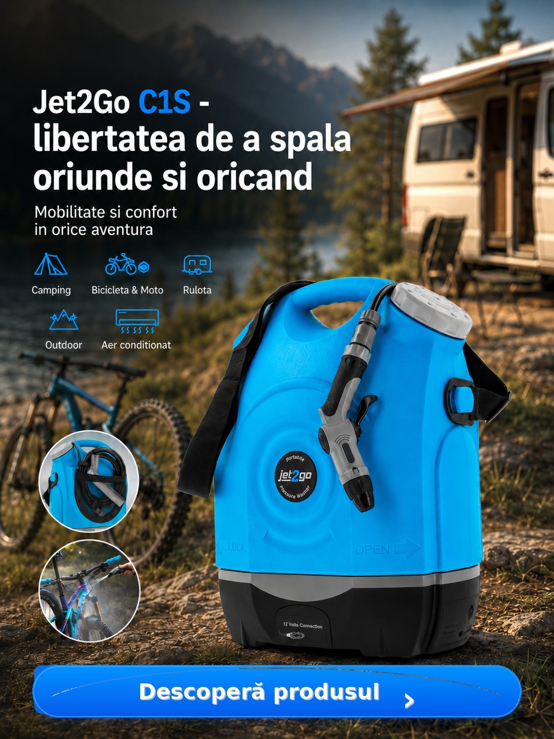 Aparat de spalat portabil cu presiune Jet2Go C1S