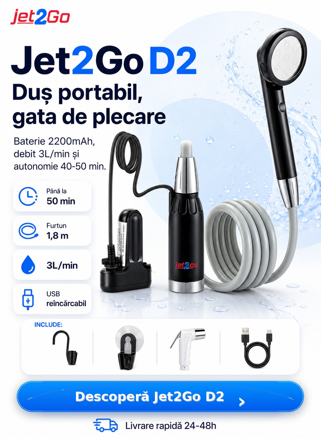 Aparat de spalat portabil cu presiune Jet2Go A1