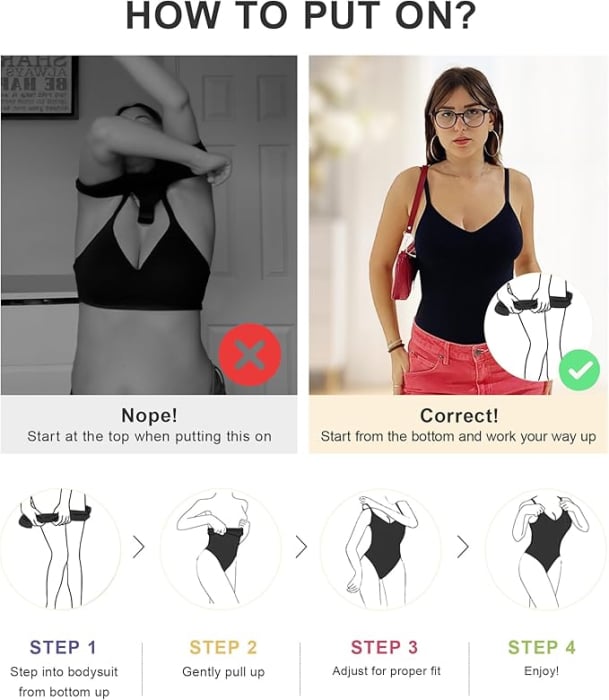 Body Modelator cu Efect de Compresie, din Material Respirabil si Elastic, Bretele Ajustabile, Tanga Negru [6]