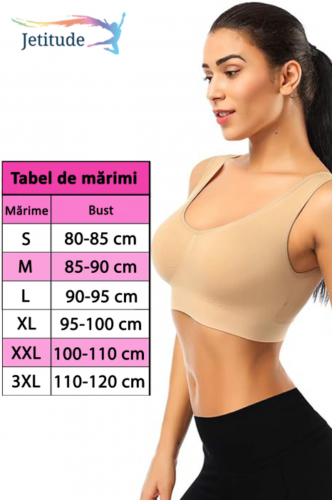 Bustiera Premium Jetitude™ din material confortabil, respirabil si elastic cu acoperiere completa, Bej [7]