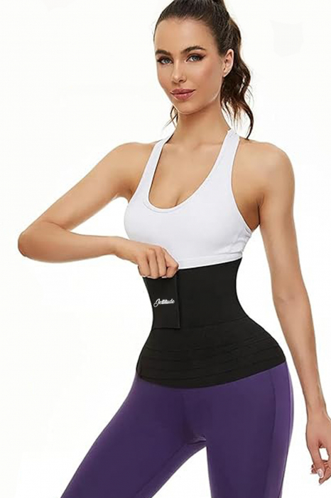 Centura abdominala tip banda elastica Jetitude pentru slabit si modelarea taliei, suport lombar, compresie abdominala, recuperare postpartum, negru [2]