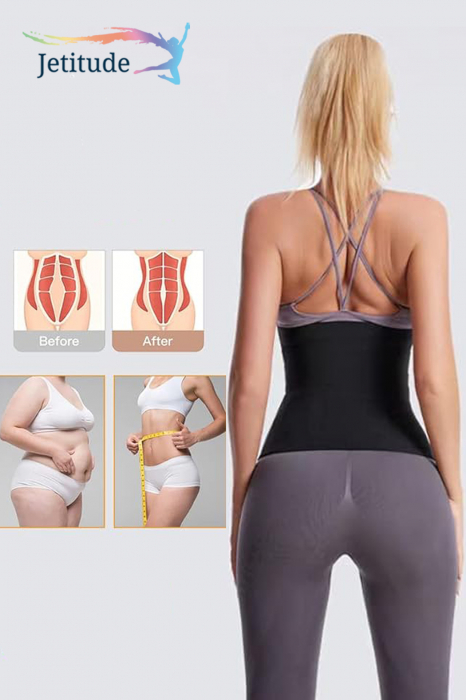 Centura abdominala tip banda elastica Jetitude pentru slabit si modelarea taliei, suport lombar, compresie abdominala, recuperare postpartum, negru [5]
