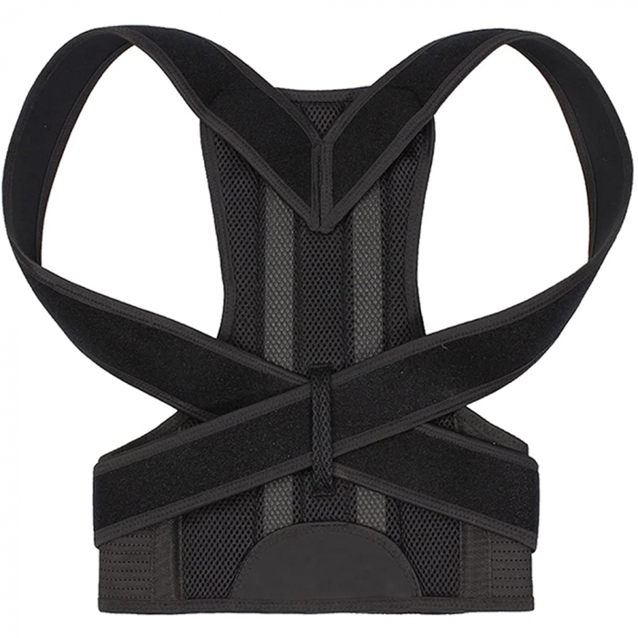 Corector de Postura Jetitude, Suport Ortopedic, Corset Medical pentru Corectare si Indreptare Coloana si Spate, Ham pentru Umeri si Calvicula, Unisex, Negru Marime
