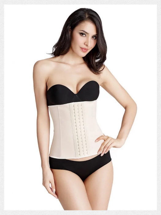 Corset Modelator din Latex cu 9 Tije, Grad de Compresie Mare, Bej [8]