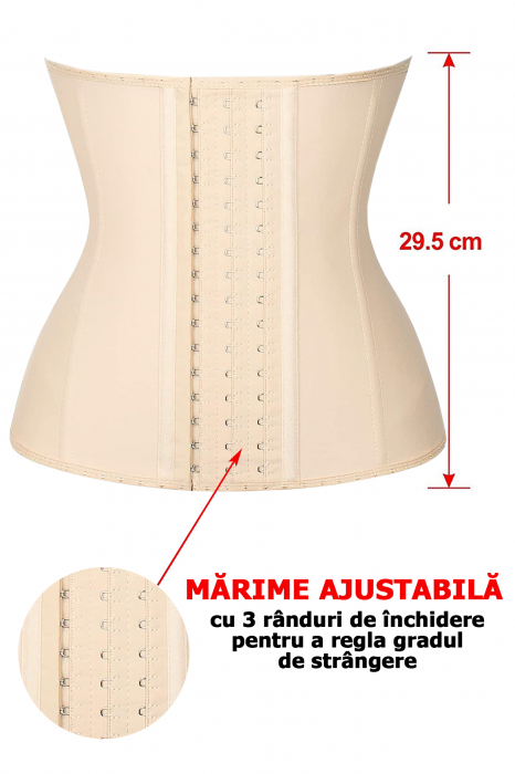 Corset Modelator din Latex cu 9 Tije, Grad de Compresie Mare, Bej [5]