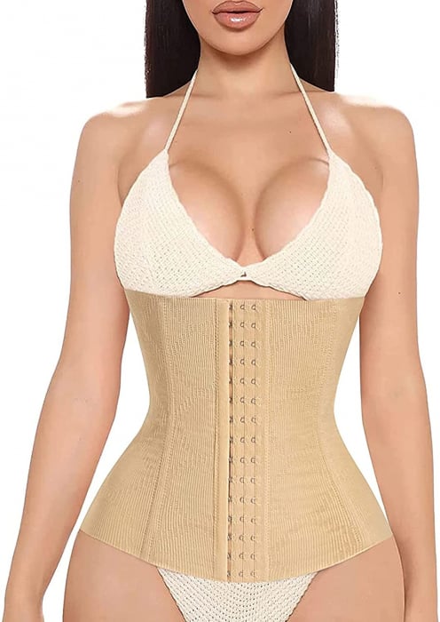 Corset pentru Modelarea Taliei cu 4 tije, Grad de Compresie Mediu, Bej