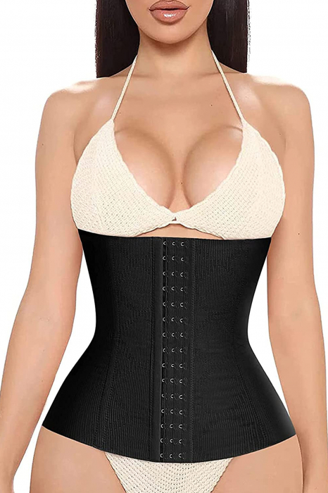 Corset pentru Modelarea Taliei cu 4 tije, Grad de Compresie Mediu, Negru