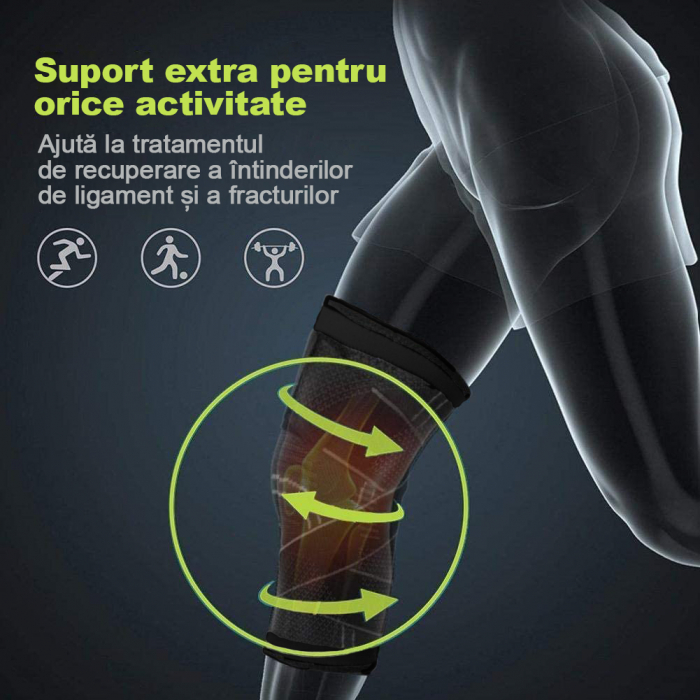 Genunchiera elastica ajustabila cu bretele elastice Gri cu Negru [3]