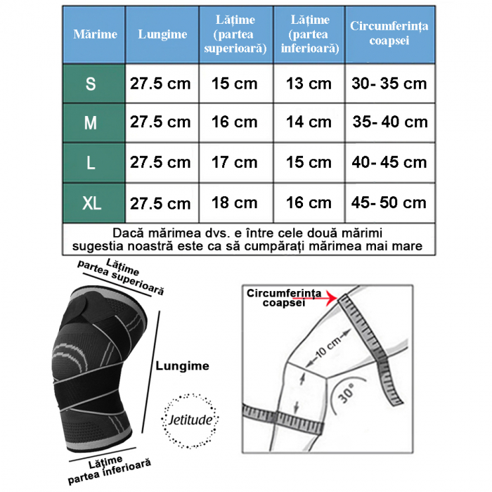 Genunchiera elastica ajustabila cu bretele elastice Gri cu Negru [8]