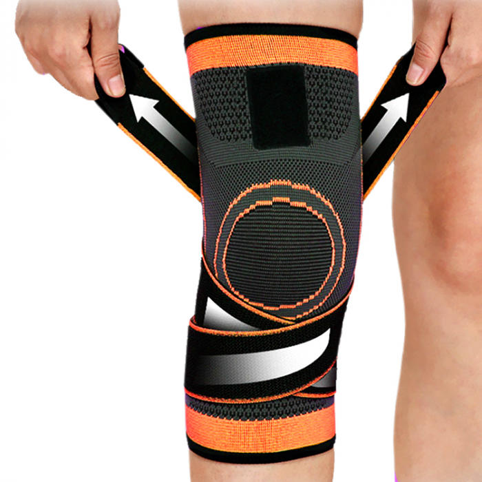 Genunchiera elastica ajustabila cu bretele elastice Portocaliu cu Negru [6]