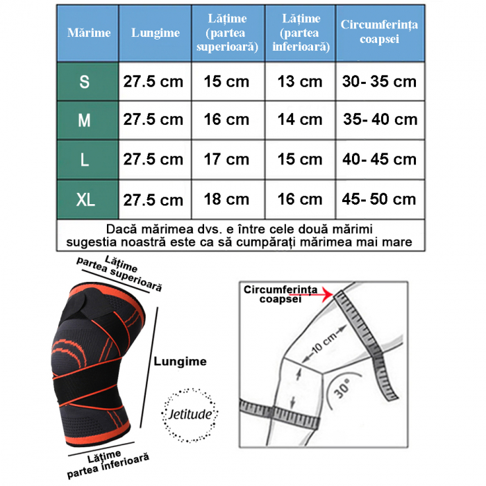 Genunchiera elastica ajustabila cu bretele elastice Portocaliu cu Negru [7]