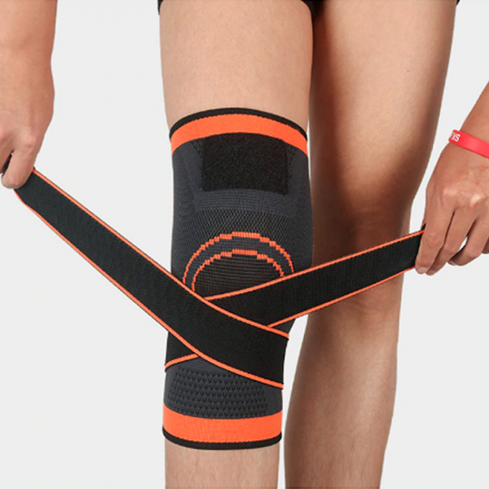 Genunchiera elastica ajustabila cu bretele elastice Portocaliu cu Negru [8]