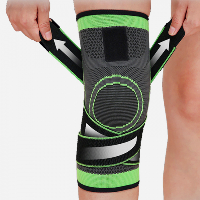 Genunchiera elastica ajustabila cu bretele elastice Verde cu Negru [4]